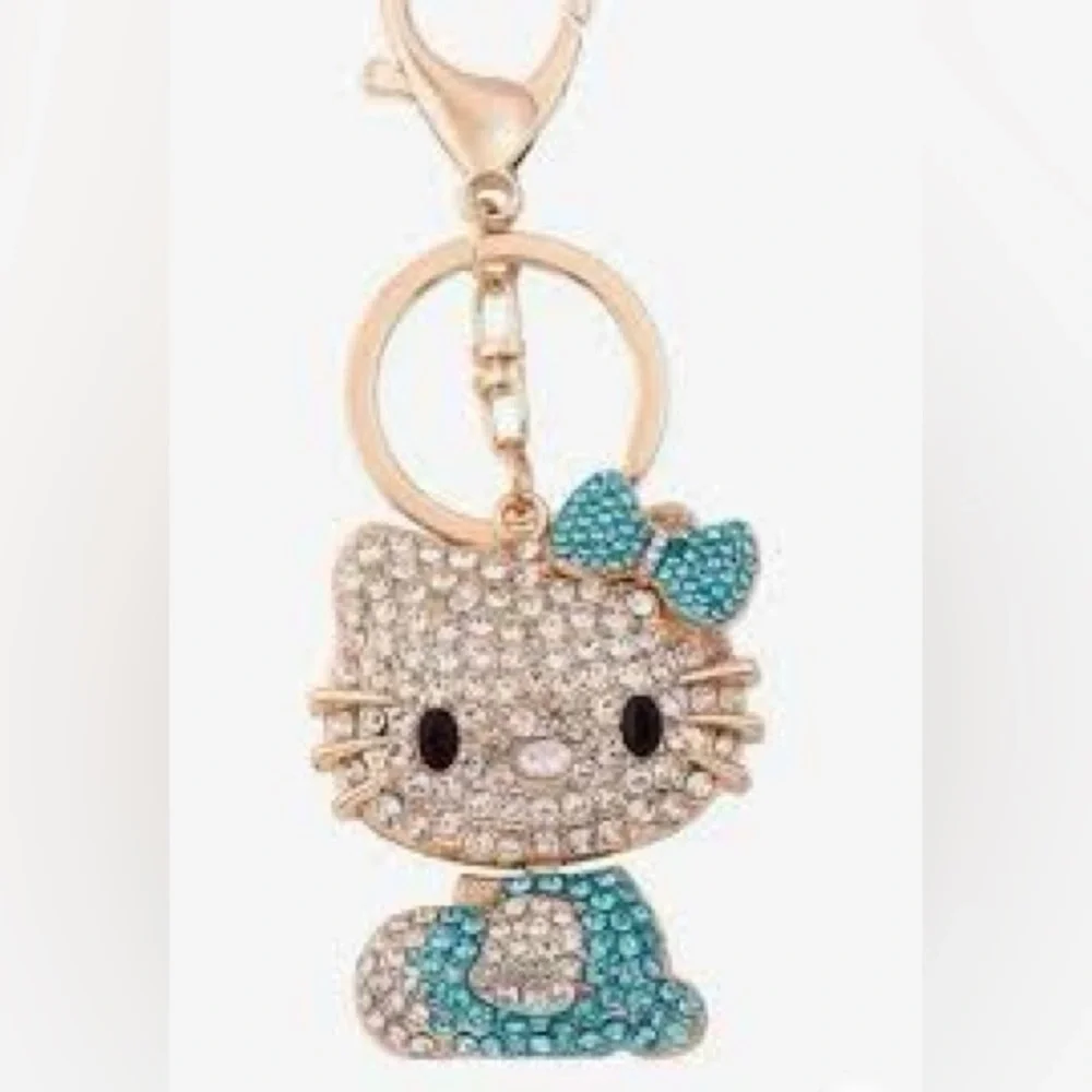 Cute Blingy Kitty Bag Charm / Key Chain - New - Never Used!